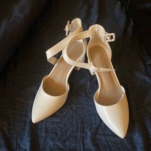 Worn once white heels